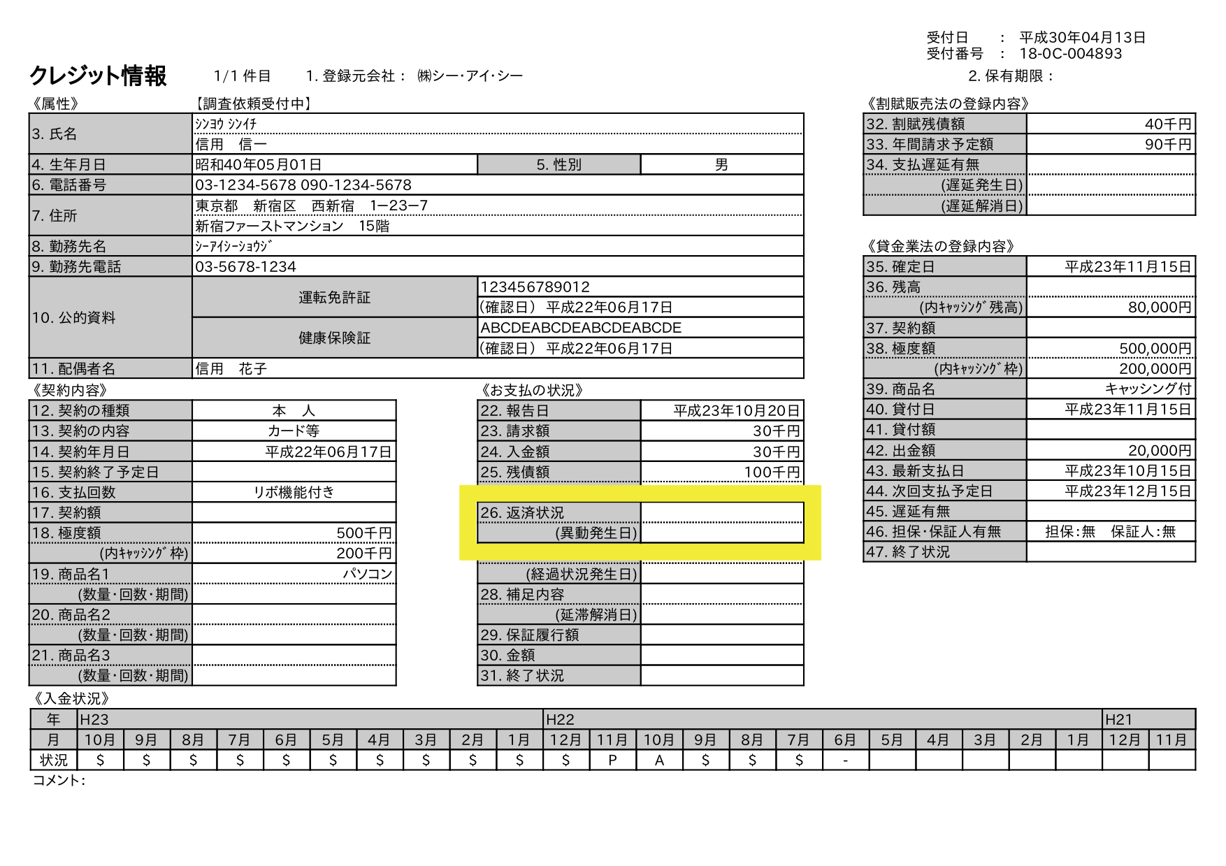 CICの開示報告書サンプル