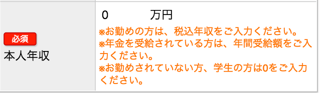 楽天カードを職業学生で申し込むと年収は0にする