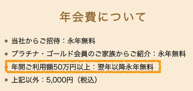 エポスゴールドカードは年間利用額50万円以上で翌年以降の年会費が永年無料