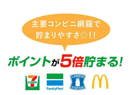 主要コンビニ網羅で貯まりやすさ◎!セブン・ファミマ・ローソン・マクドナルドでポイント5倍の三井住友カード